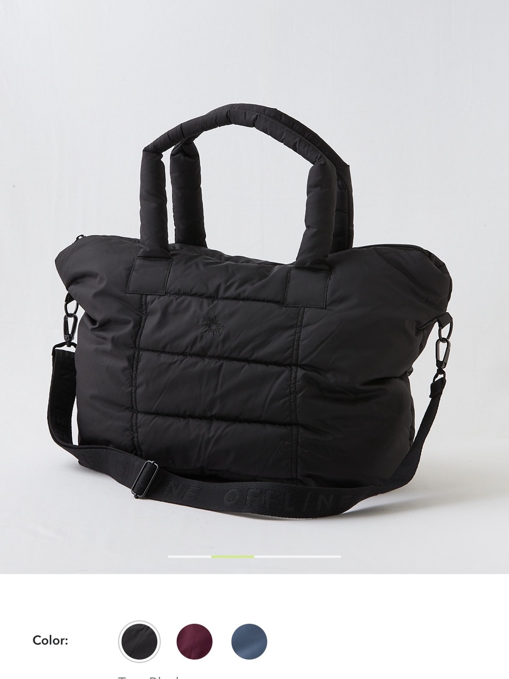 Quilted Black Tote Bag with Detachable Shoulder Strap